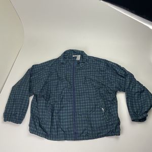 Vintage Jerzees Windbreaker Men's Jacket Blackwatch Plaid 2X Full Zip 90s Y2K